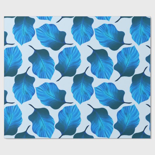 Canna Tropicanna Tropical Leaves in Blue Cadeaupapier (Vlak)