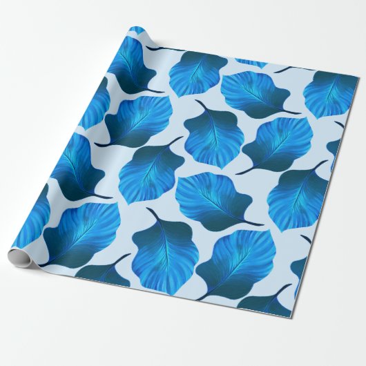 Canna Tropicanna Tropical Leaves in Blue Cadeaupapier (Uitgerold)