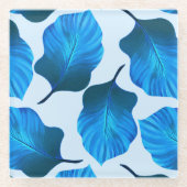 Canna Tropicanna Tropical Leaves in Blue Glazen Onderzetter (Voorkant)