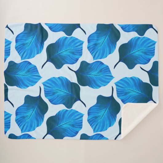 Canna Tropicanna Tropical Leaves in Blue Sherpa Deken (Voorkant (horizontaal))