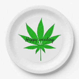 Cannabis, Happy Weeding Wedding Pun Papieren Bordje