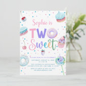 Canndy Donut Two Sweet 2e verjaardag Girl Kaart (Staand voorkant)