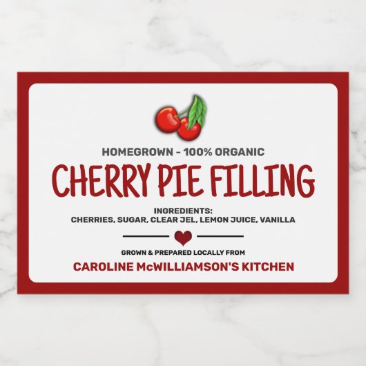 Canned Cherries Food Label Voedselcontainer Etiket (Enkel label)