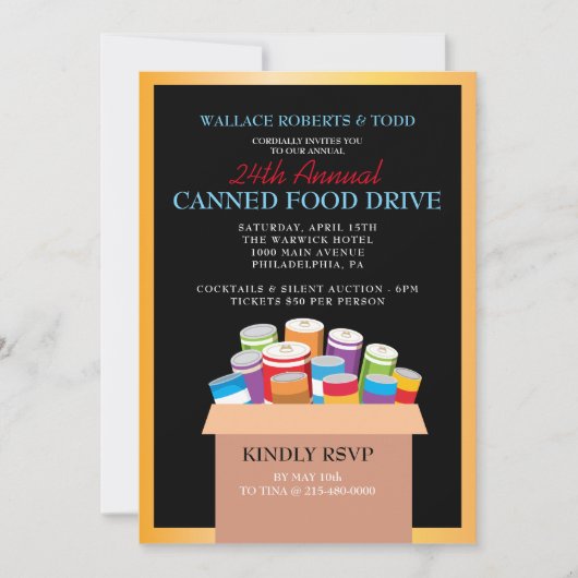 CANNED FOOD DRIVE Veiling Corporate Fundraiser Kaart (Voorkant)