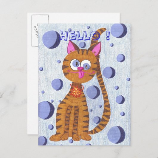 Cannelle de kat "Hallo!" briefkaart (Voorkant / Achterkant)