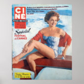 Cannes Beach Babe, stijl van 60. Poster (Voorkant)