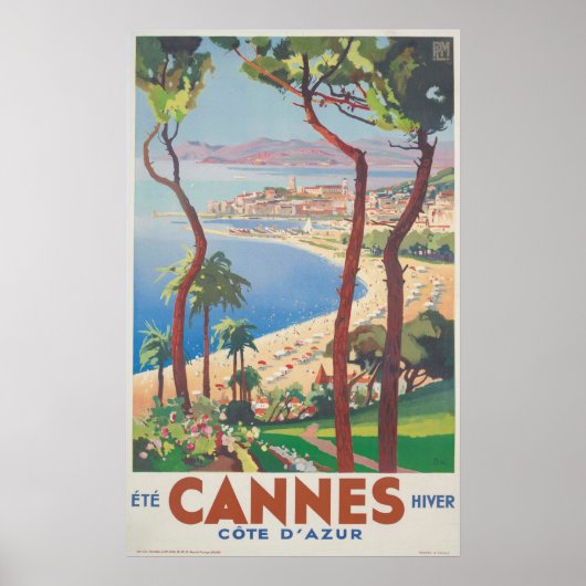 Cannes Beach - Cote d'Azur, Ete Hiver Poster (Voorkant)