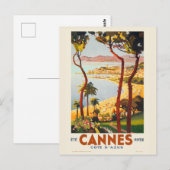 Cannes - Côte d'Azur France Vintage Poster 1935 Briefkaart (Voorkant / Achterkant)