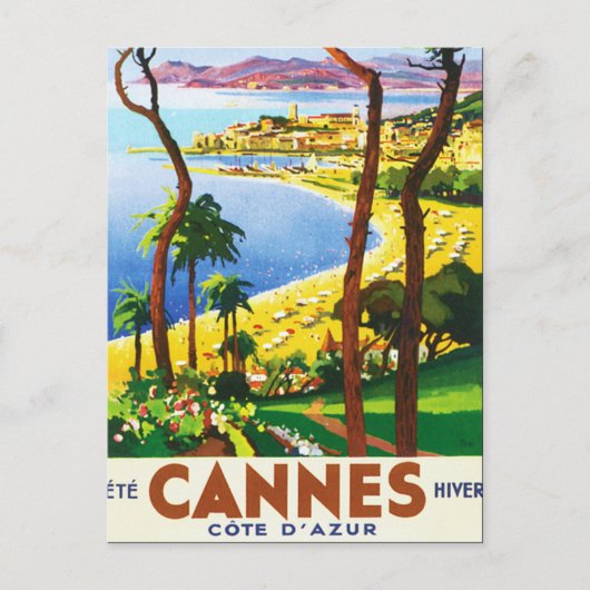 Cannes Cote D'Azur Frans reisbureau Briefkaart (Voorkant)