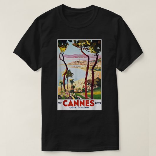 Cannes Côte d'Azur French Riviera Vista Summer Ret T-shirt (Design voorkant)