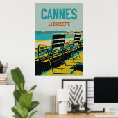 Cannes Côte d'Azur La Croisette Illust France Poster (Thuiskantoor)