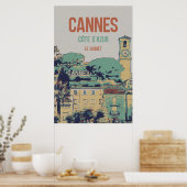Cannes Côte d'Azur Le Suquet illustratie Frankrijk Poster (Keuken)