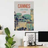 Cannes Côte d'Azur Le Suquet illustratie Frankrijk Poster (Thuiskantoor)