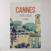 Cannes Côte d'Azur Le Suquet illustratie Frankrijk Poster (Voorkant)