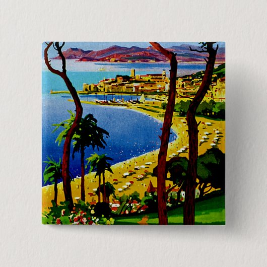Cannes ~ Cote d'Azur Vierkante Button 5,1 Cm (Voorkant)