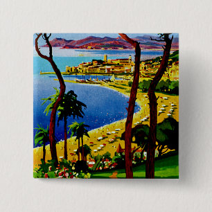 Cannes ~ Cote d'Azur Vierkante Button 5,1 Cm