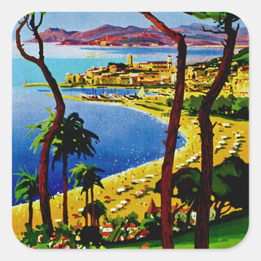 Cannes ~ Cote d'Azur Vierkante Sticker (Voorkant)