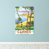 Cannes Cote D'Azur Vintage Travel Poster Canvas Afdruk (Insitu (Houten vloer))