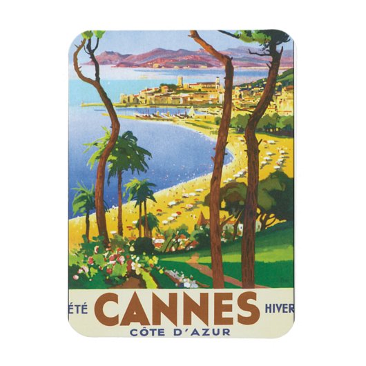 Cannes Cote D'Azur Vintage Travel Poster Magneet (Verticaal)