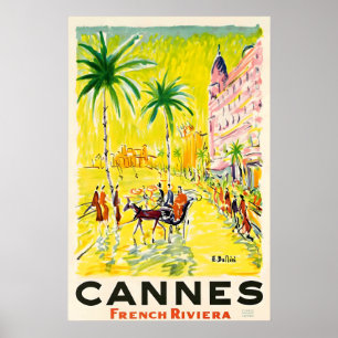 Cannes Cotes d'Azur Zuid-Frankrijk Vintage Reizen Poster