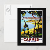 Cannes, France Vintage Travel Briefkaart (Voorkant / Achterkant)