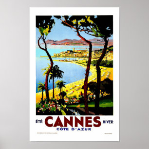 Cannes France Vintage Travel Poster
