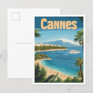 Cannes Frankrijk Kunst Vintage Reizen Illustratie Briefkaart