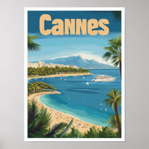 Cannes Frankrijk Kunst Vintage Reizen Illustratie Poster