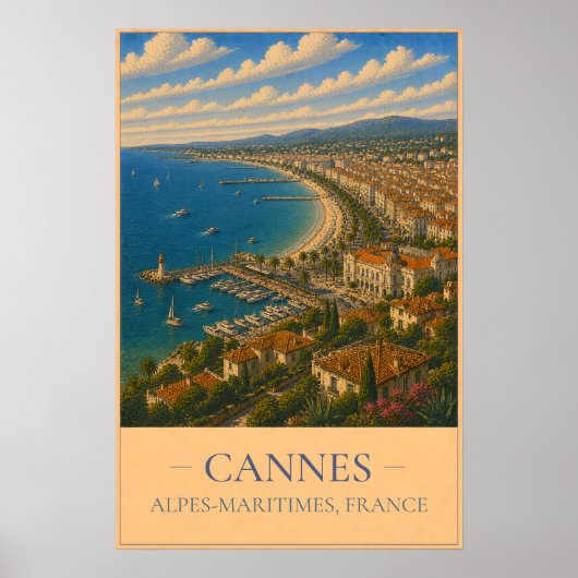 Cannes, Frankrijk – Oude Reisposter Poster (Voorkant)