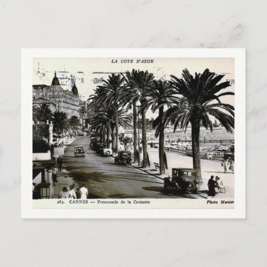 Cannes, Frankrijk, Promenade de la Croisette Vinta Briefkaart (Voorkant)