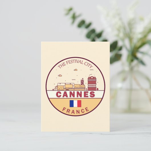 Cannes Frankrijk Skyline Embleem Briefkaart (Staand voorkant)