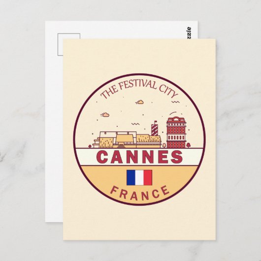 Cannes Frankrijk Skyline Embleem Briefkaart (Voorkant / Achterkant)