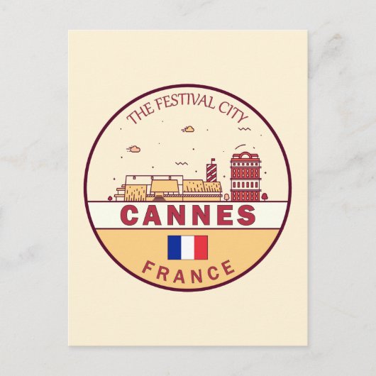 Cannes Frankrijk Skyline Embleem Briefkaart (Voorkant)