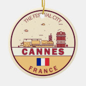 Cannes Frankrijk Skyline Embleem Keramisch Ornament (Voorkant)