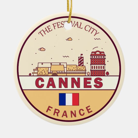 Cannes Frankrijk Skyline Embleem Keramisch Ornament (Voorkant)