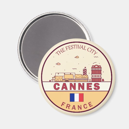 Cannes Frankrijk Skyline Embleem Magneet (Voorkant / Achterkant)