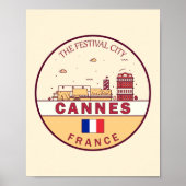 Cannes Frankrijk Skyline Embleem Poster (Voorkant)
