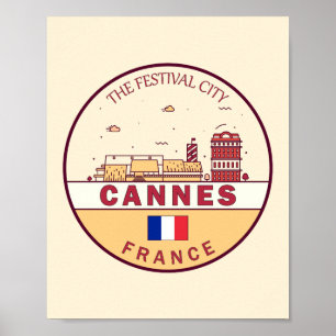 Cannes Frankrijk Skyline Embleem Poster