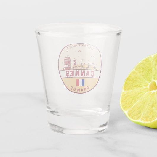 Cannes Frankrijk Skyline Embleem Shot Glas (Achterkant)