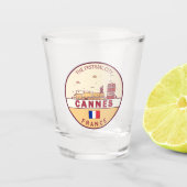 Cannes Frankrijk Skyline Embleem Shot Glas (Voorkant)