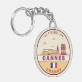 Cannes Frankrijk Skyline Embleem Sleutelhanger (Voorkant Links)