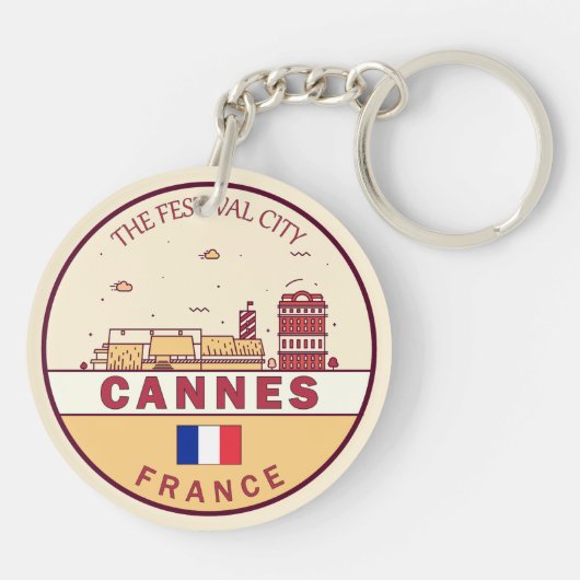Cannes Frankrijk Skyline Embleem Sleutelhanger (Achterkant)