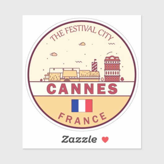 Cannes Frankrijk Skyline Embleem Sticker (Vel)