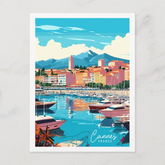 Cannes Frankrijk vintage reisillustratie Briefkaart (Voorkant)