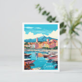 Cannes Frankrijk vintage reisillustratie Briefkaart (Staand voorkant)