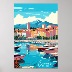 Cannes Frankrijk vintage reisillustratie Poster