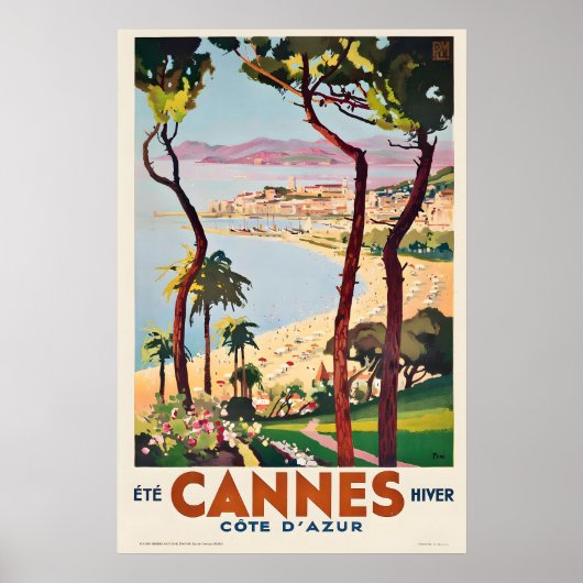 Cannes Frankrijk Vintage Reisposter Print (Voorkant)