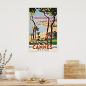 Cannes Frankrijk Vintage Reisposter Print (Keuken)