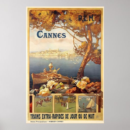 Cannes Frankrijk Vintage Reisposter Print (Voorkant)