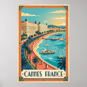 Cannes Frankrijk Vintage Riviera Illustratie Poster